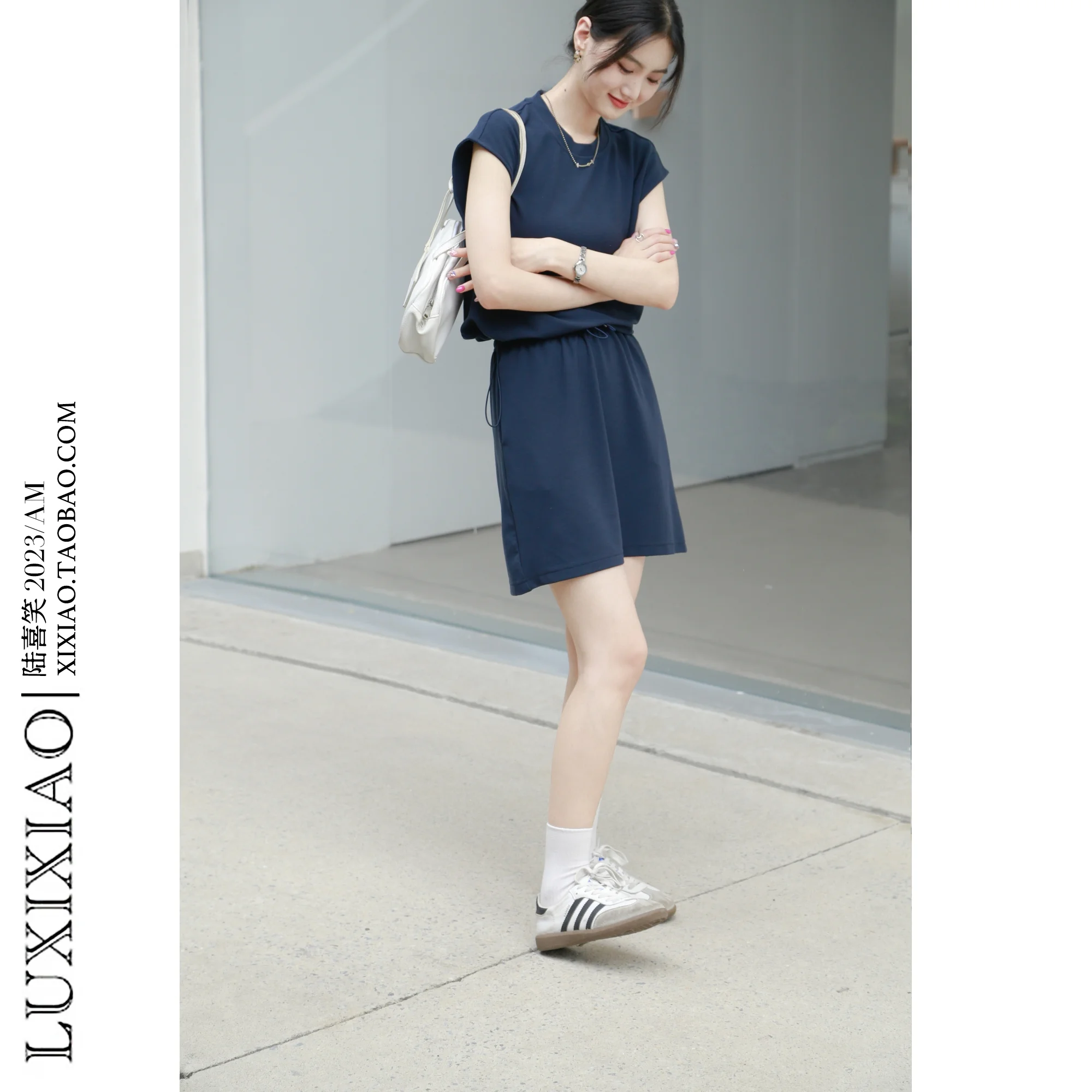 Женский комплект из двух предметов Luxixiao новинка 2024 корейский стиль хлопковый топ