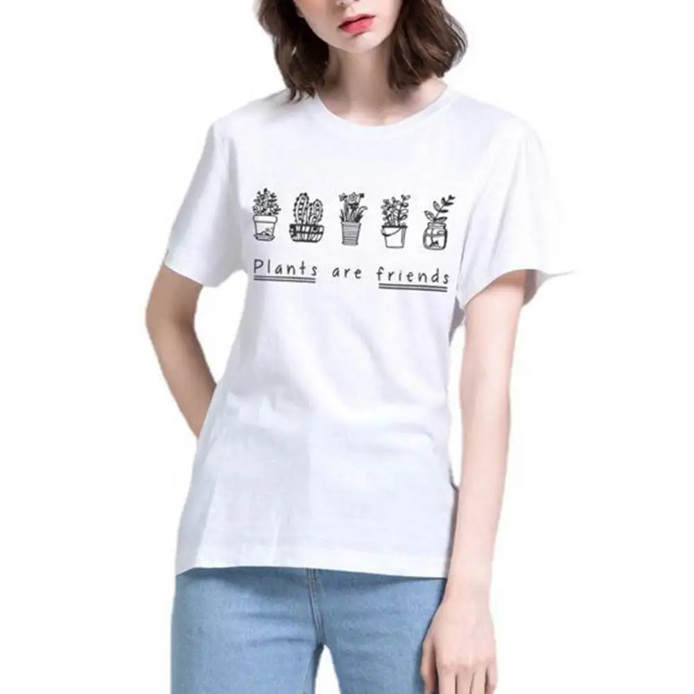 

Women T-shirt Fashion O-neck Thin Simple Printed Casual Tee Shirt Female Clothing