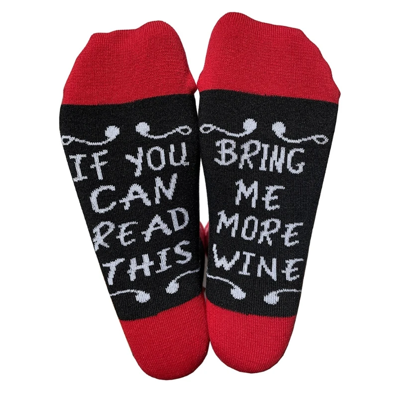

Unisex Novelty Cotton Crew Socks Funny Sayings If You Can Read This Bring Me More Wine Letters Ribbed Striped Hosiery koala