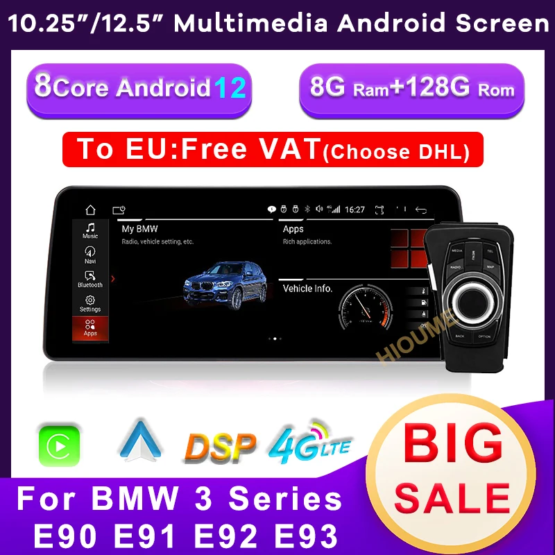 

10.25"/12.5" 8Core 8G+128G Android 12 Car Multimedia Player GPS Radio for BMW 3 Series E90 E91 E92 E93 2005-2012 Stereo Video