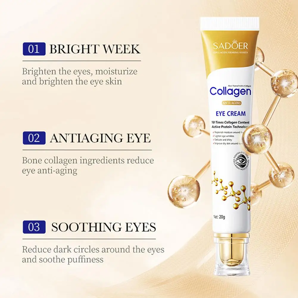 

Collagen Eye Cream Wrinkle Eye Bag Dark Circle Remover Firming Gel Aging Delays Shipping Skin Brighten Puffiness Free Cream T7T4