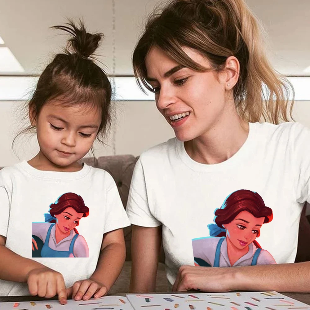 

Ariel Princess Mom Fashion T-Shirt European American Mother's Kids Equal Mama and Daughter Disney Parent-Child Matching Outfit