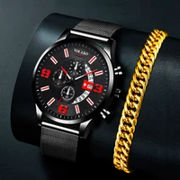 2022 fashion mens zakelijke horloges roestvrijstalen gaas riem quartz armband polshorloge mannen kalender klok relogio masculino