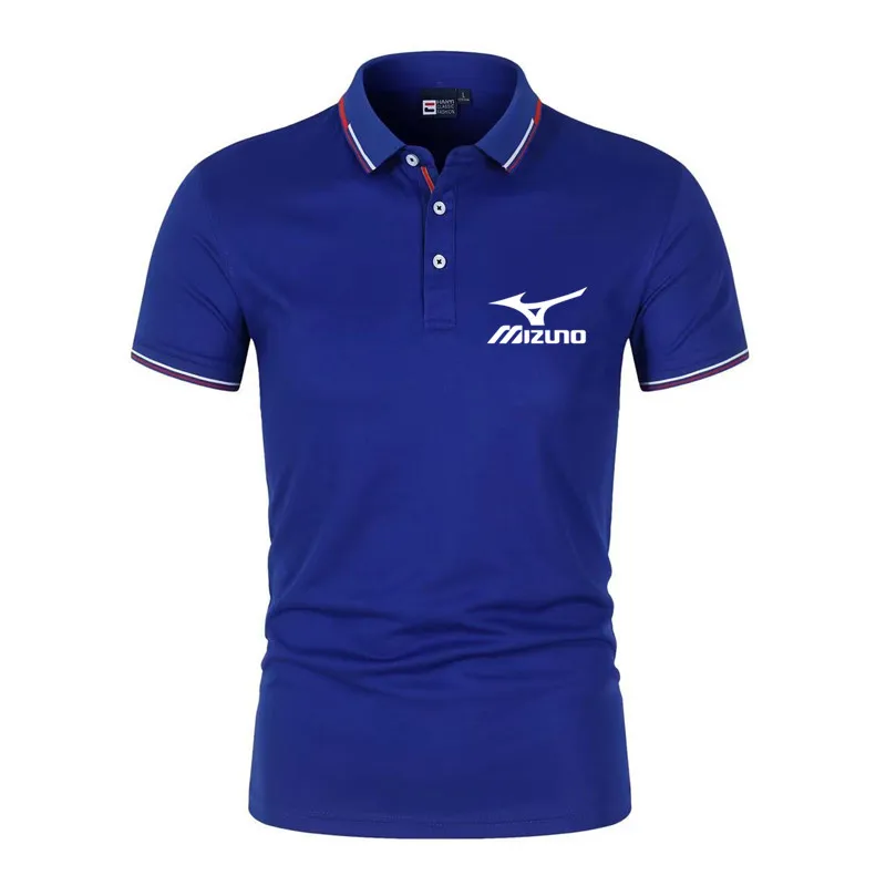 

Высококачественная Мужская дышащая рубашка-поло, летняя новая хлопковая Мужская футболка Mizuno, Повседневная рубашка с отворотом, модная жен...