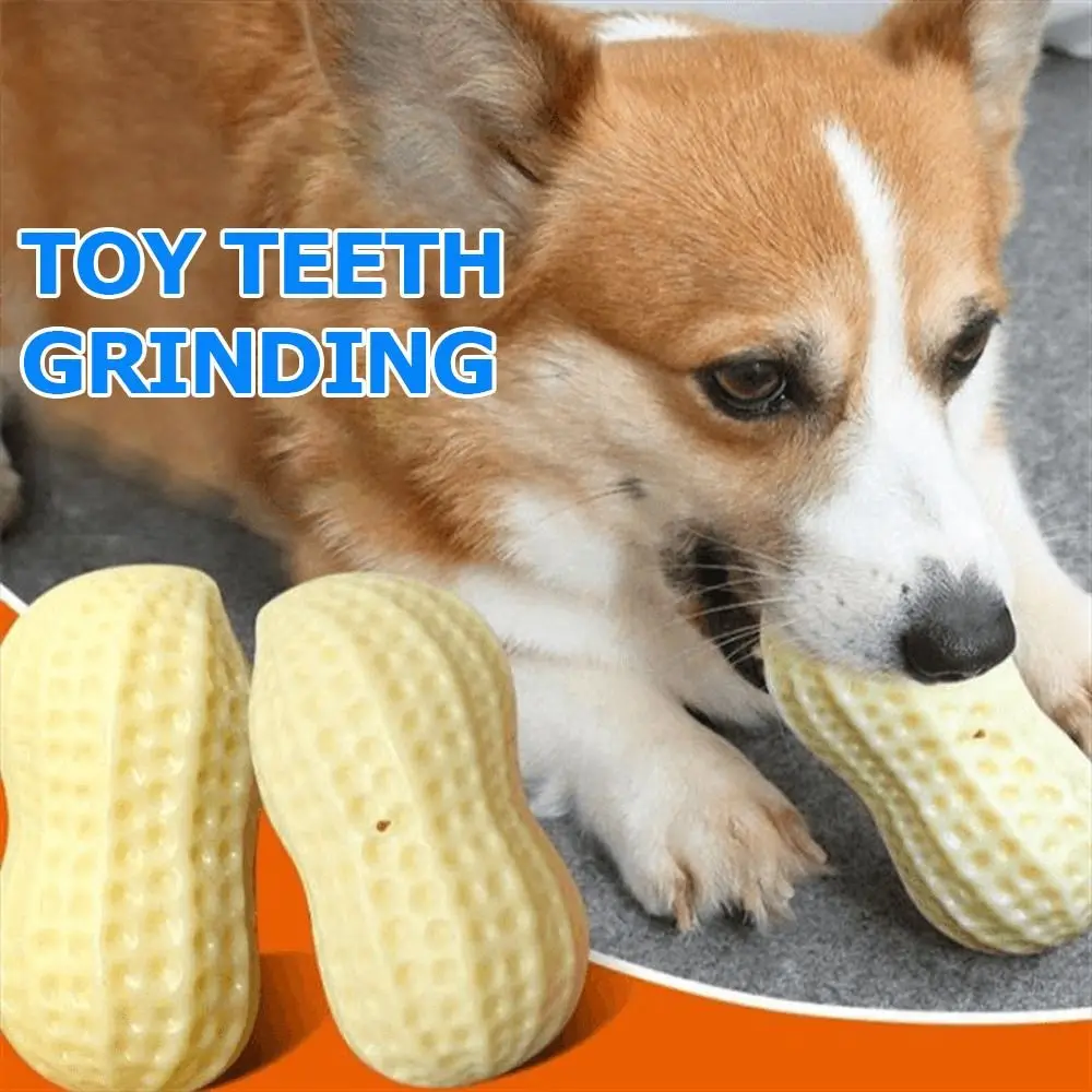 

Игрушка-жевательная пищалка для собак, 2 шт., прочные жевательные игрушки для щенков, для маленьких и средних собак, игрушка для чистки зубов в форме арахиса