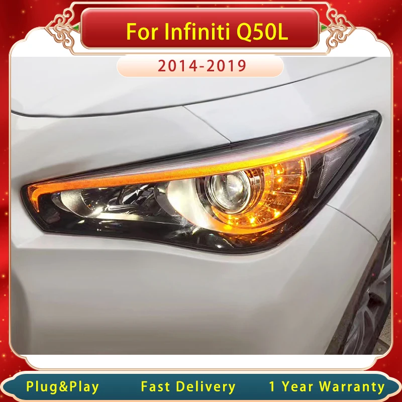 Для Infiniti Q50L передние фары 2014-2019 головные лампы улучшенная версия двойные линзы DRL