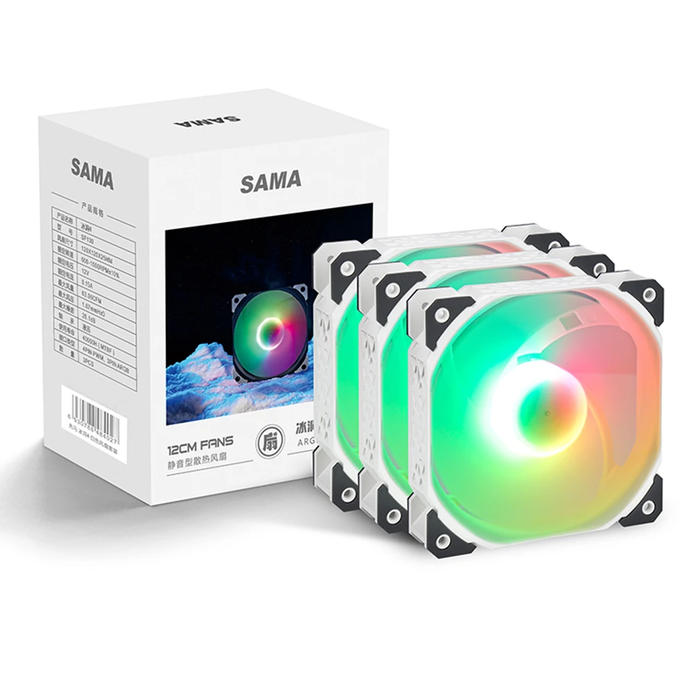SAMA 120mm PC Computer Case Fan 4 PIN Adjustable RGB Led 12cm Cooling Mute Ventilador ARGB Cooler Adjust Speed Aura Sync - купить по