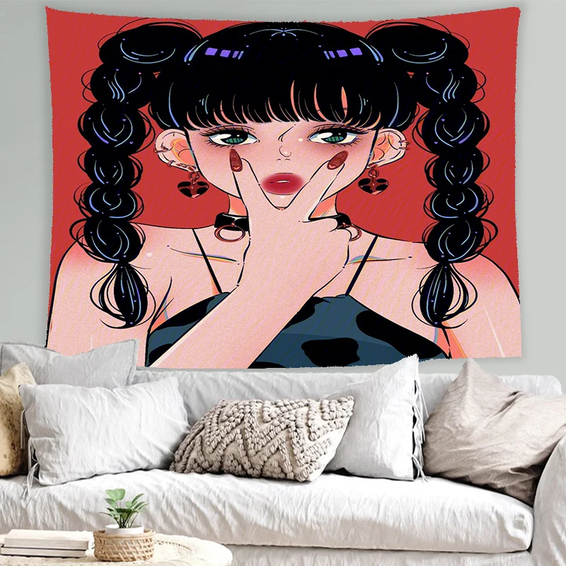 

Декор комнаты, гобелен, Новый Настенный декор в стиле киберпанк, украшение для дома, мультяшный тканевый постер, украшение для спальни гобел...