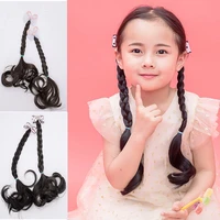 childrens wig braid hairpin girl bow head jewelry princess headdress twist shape ponytail decoration beautiful cute accessories