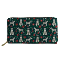 cartoon schnauzer style pattern card bag lightweight capacity long coin purse high quality reusable female zipper wallet