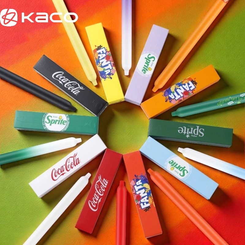Фото Гелевые ручки KACO Lingyue, многоцветные, тематическая коллекция Coca-Cola Sprite Fanta, быстросохнущие, для плавного письма, забавные канцелярские принадлежности №1