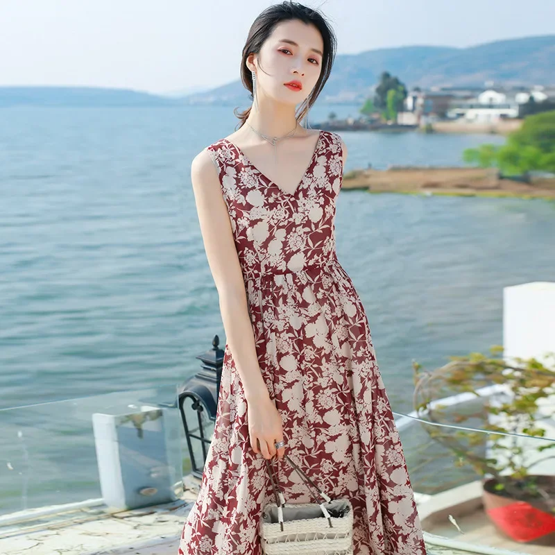 Женское платье волшебника в летнем стиле очаровательное из ледяного шелка