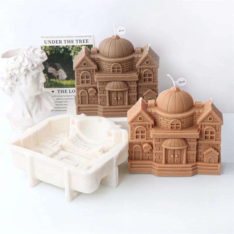 

European Style Ancient Castle Candle Mold 3D Simulation Building Silicone Molds DIY Aromatherapy Gypsum Mould for Wedding Gifts