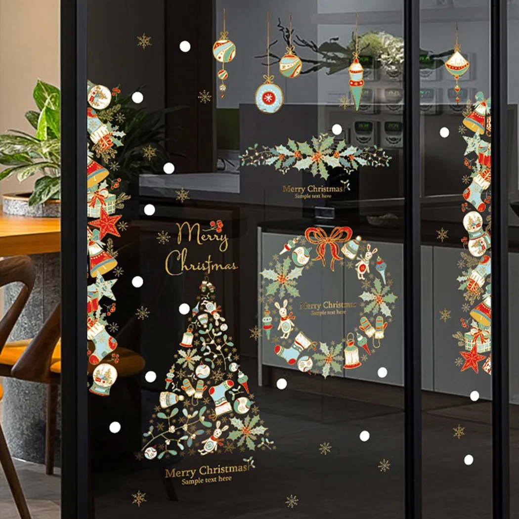 

1pc 2023 New Christmas Decorations Christmas Win-dow Stickers Snowflake Wall Sticker PVC Holiday New Year Festival Decor