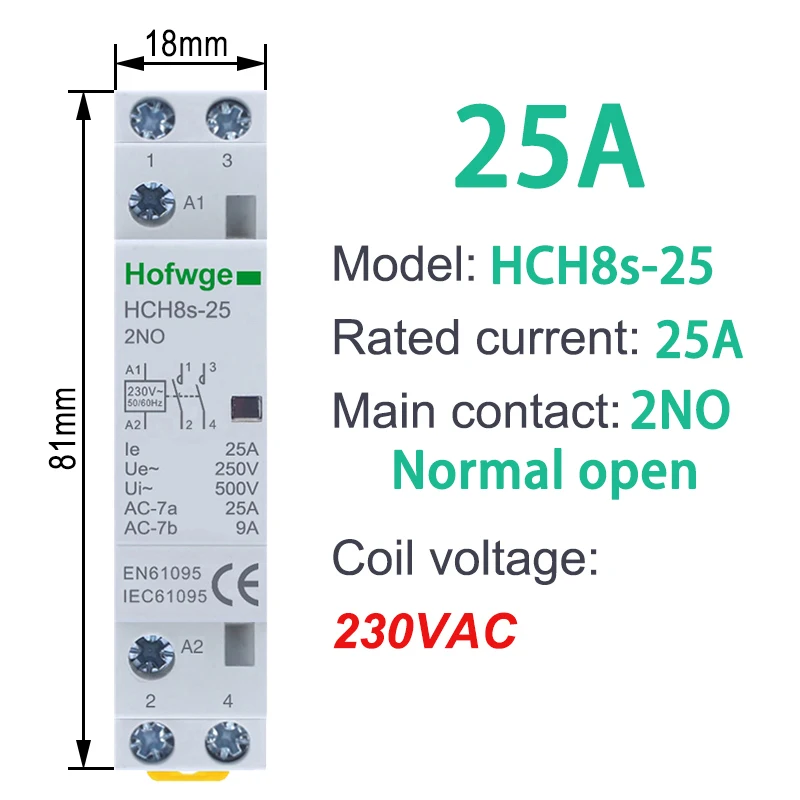 

Контактор HOFWGE HCH8s-25 25А