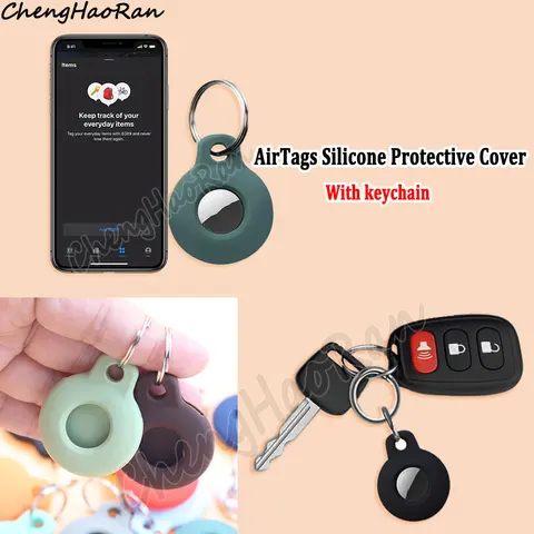 1 шт. силиконовый чехол для AirTags Tracker Locator, защитный чехол с брелком для защиты от потери устройства, умные аксессуары, защита Im Pacting