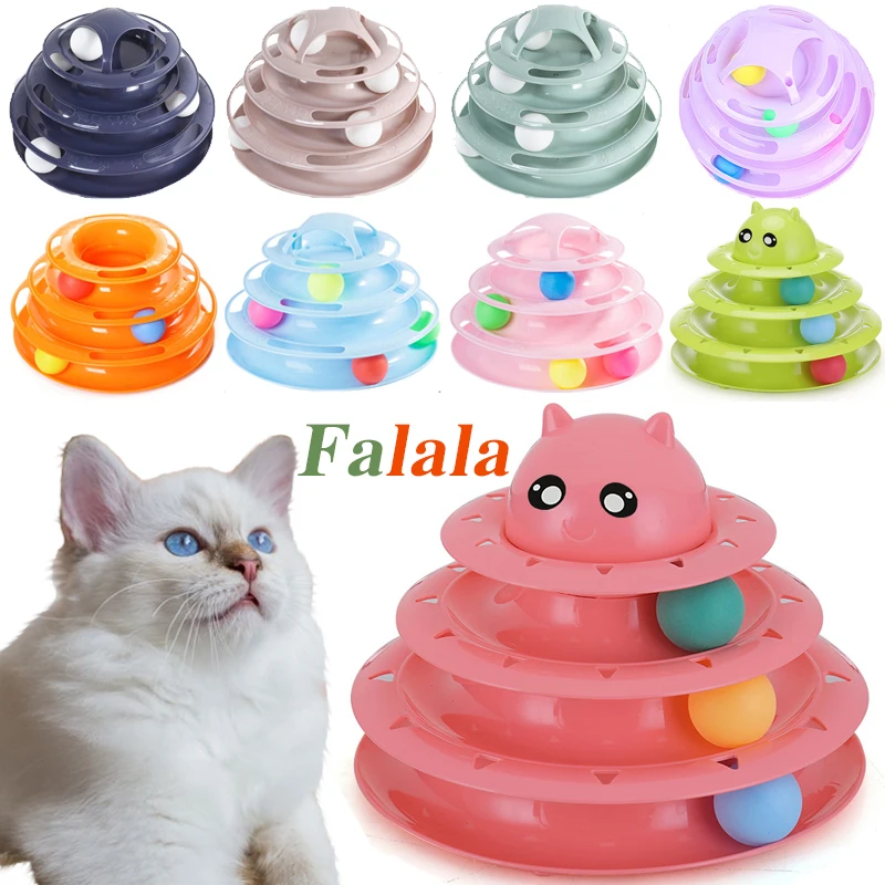 

3/4 Levels Pet Cat Toy Training Amusement Plate Kitten Tower Tracks Disc Cat Intelligence Triple Disc Tumbler Ball Interactive