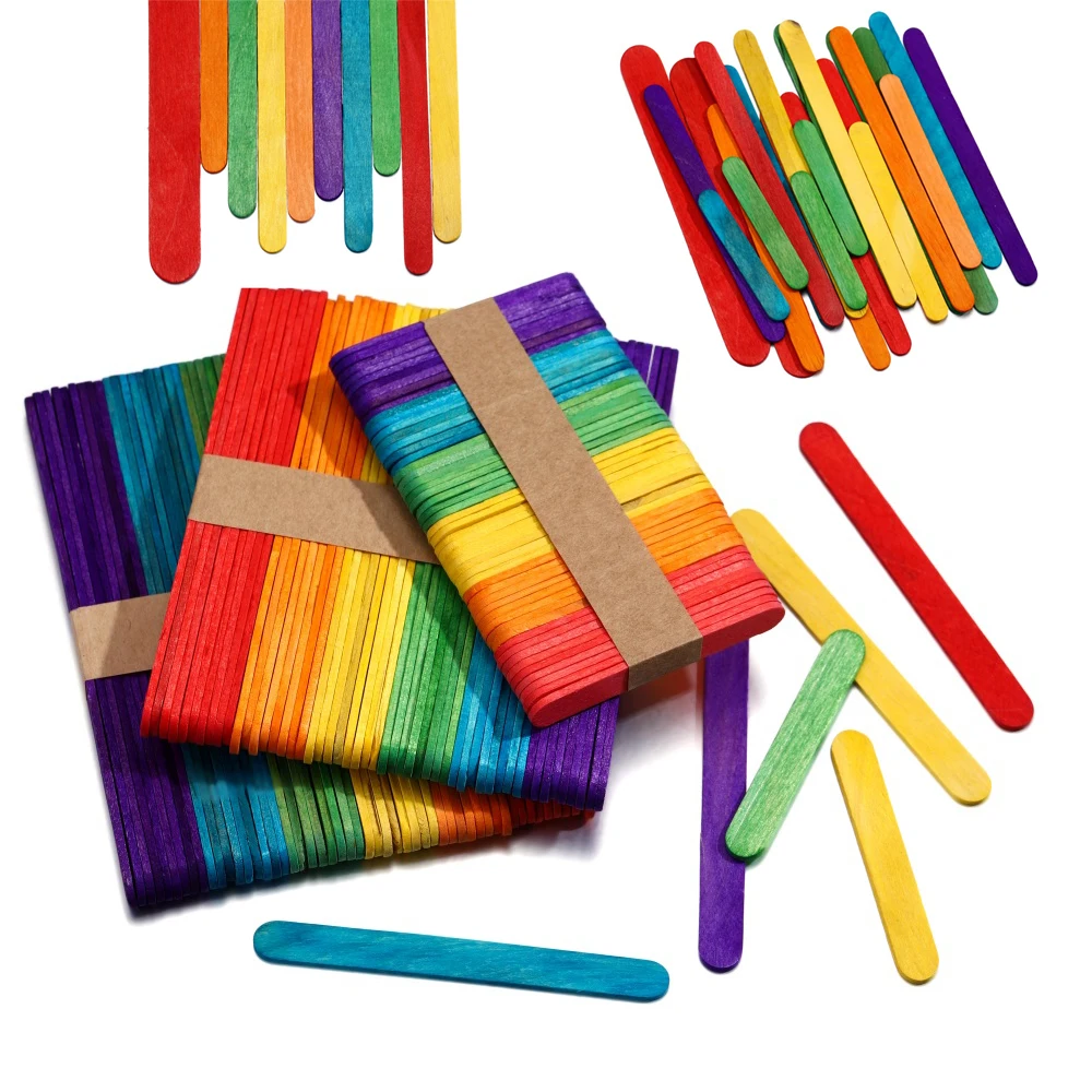 

50Pcs/Lot Ice Cream Popsicle Sticks Natural Wooden Sticks Natural Wood Ice Cream Spoon Hand Crafts Art Ice Cream Lolly Cake Tool