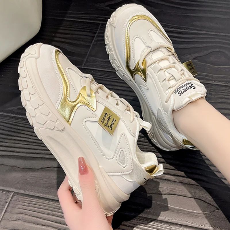 

New Shoes for Women 2023 Spring Fashion Lace Up Women's Clunky Sneakers Trend Casual Platform Ladies Running Sports Shoes Tenis