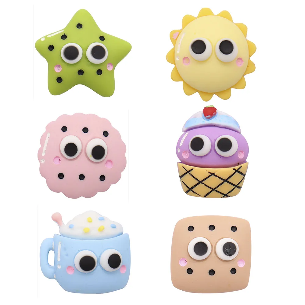 

1Pcs Resin Star Sun Cup Cookies Children Shoe Decorations Garden Shoes Accessories Fit Wristbands Croc Jibz Charms Party Present