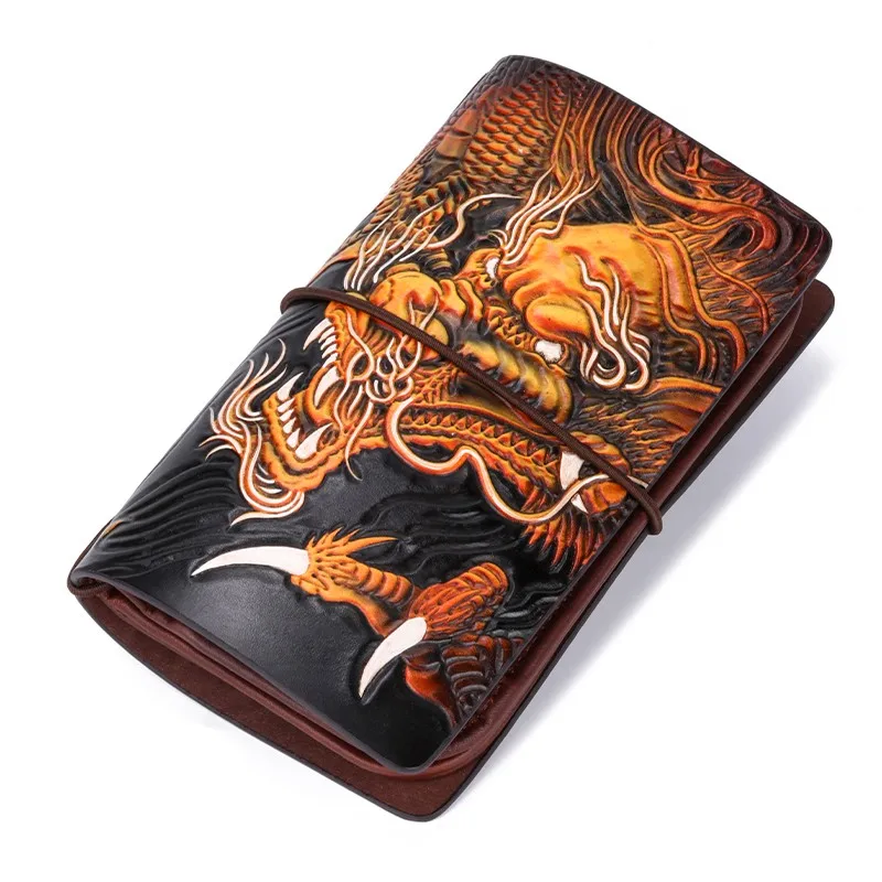 Travel Passport Holder Cover Passport Case Handmade Leather Carving Multi Compartment Document Bag Long Wallet High-capacity