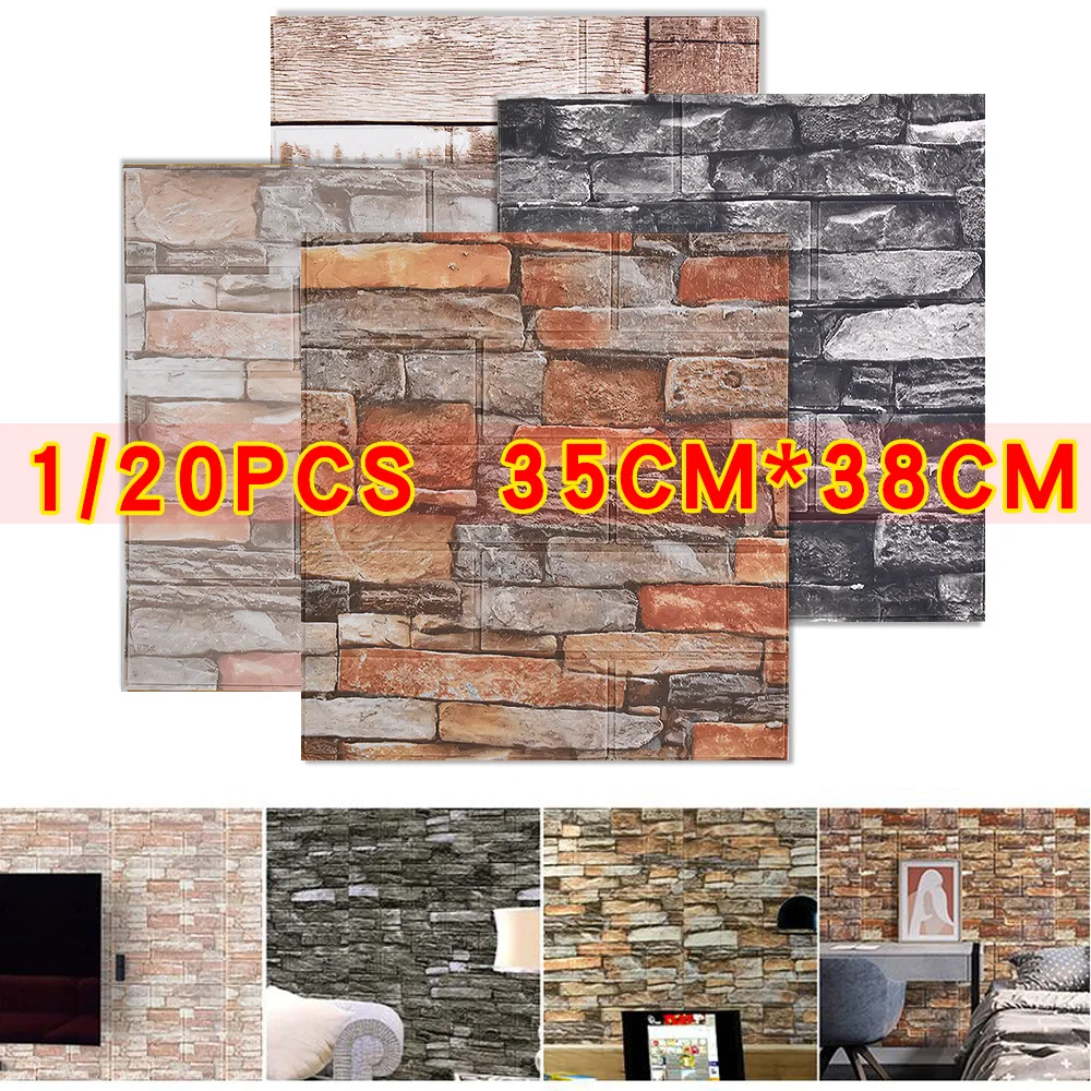 

20pcs 3D Wallpaper Brick Pattern Wall Stickers for Living Room Bedroom TV Wall Vinyl Decor Self Adhesive papel pintado de pared