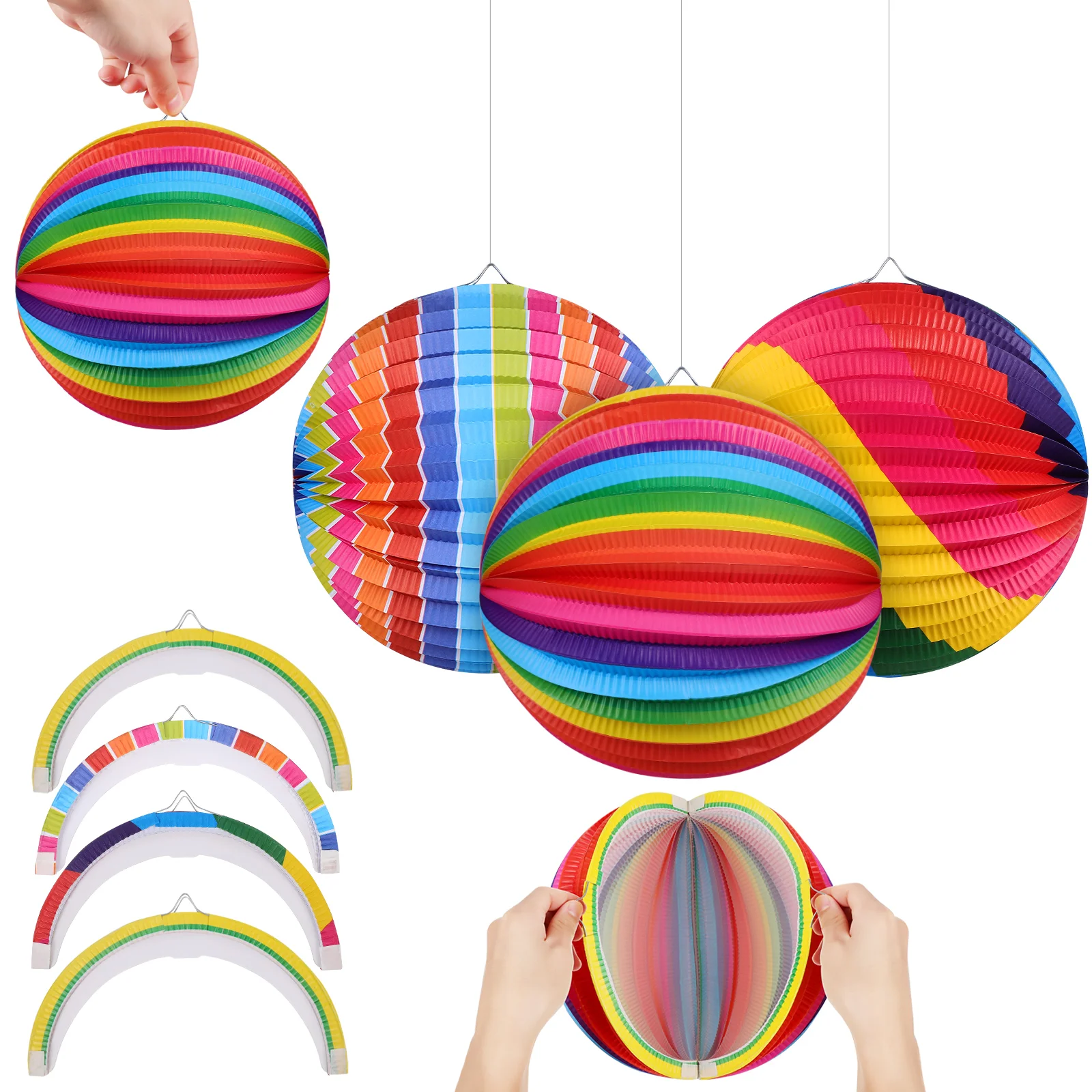 

Paper Lanterns Lampshade Lights Decorative Ceiling Shade Lamp Japanese Chinese Rainbow Lampshadescandle Outdoor Hanging