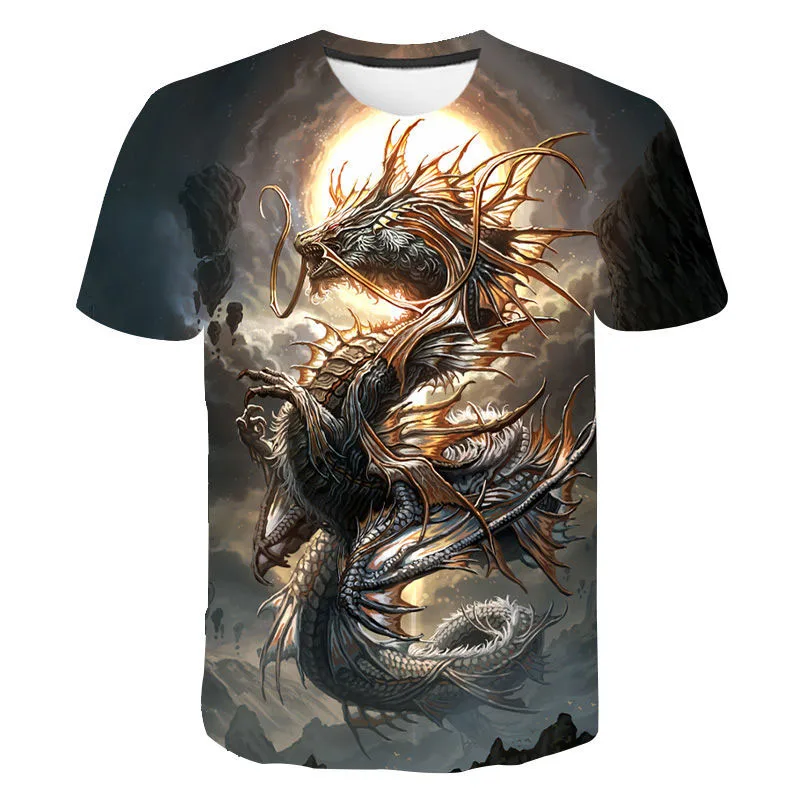 

Men's T-Shirt Clothing 3D Domineering Print Dragon T-Shirt Summer Short Sleeve Hip Hop O-Neck Oversized T-Shirt Hot Sale Metal