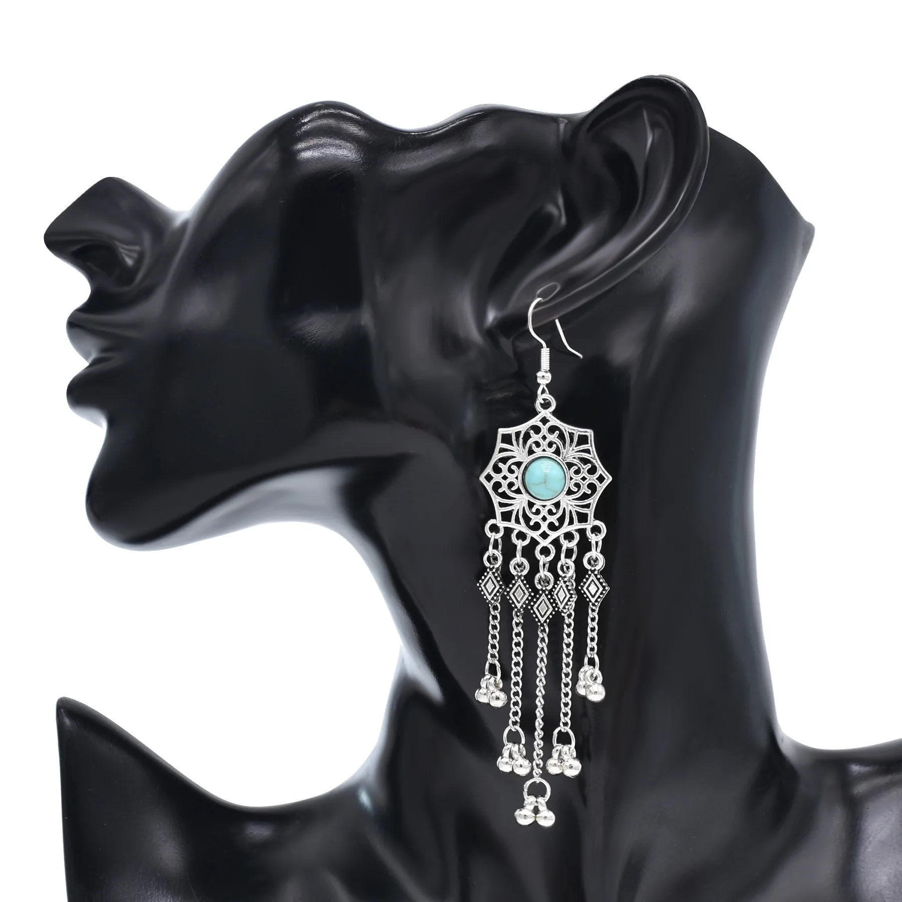 Богемные традиционные бирюзовые бусины с кисточками женские Подвесные серьги