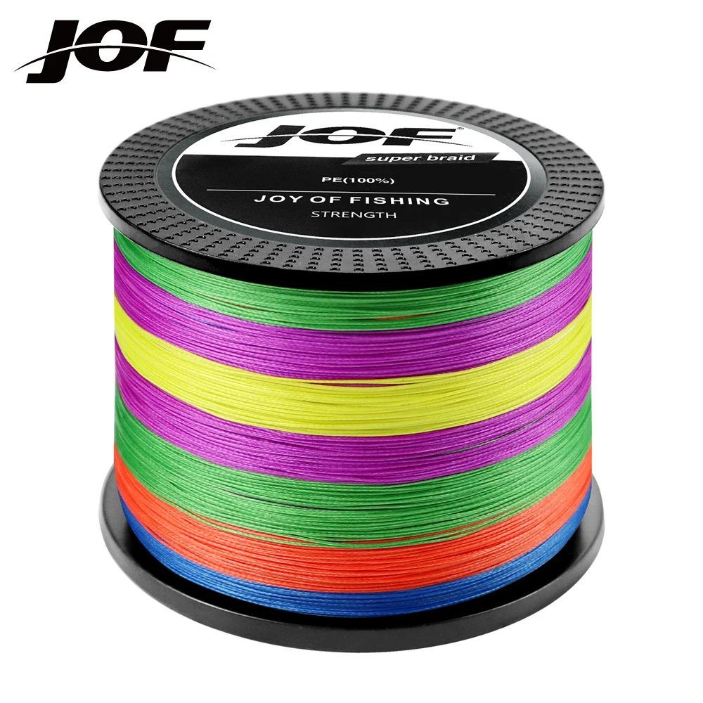 

JOF 1000M 500M 300M / 546YDS 8 Braided Fishing Lines 8 Weaves Wire Smooth PE Multifilament Line for Sea Fishing 22-88LB