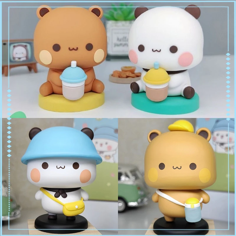 

Аниме фигурки Bubu Dudu 2 шт., панда, медведь, милая кошка, кавайные фигурки, ПВХ коллекционные украшения, модель, кукла, детские игрушки, подарки на день рождения