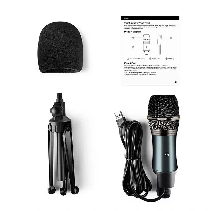 

NEW2023 USB Condenser Computer Cardioid Condenser Gaming MIC With Tripod Stand Gaming MIC Equipment for PC Laptop Phone Headpho