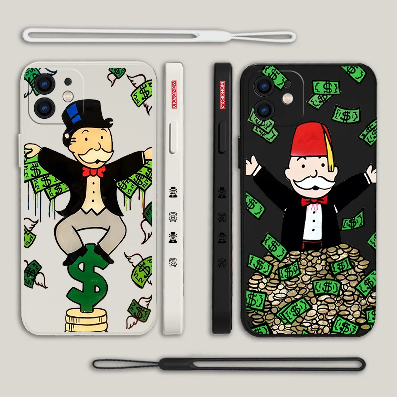 

Cartoon Alec Monopoly Phone Case For Samsung A53 A50 A12 A52 A52S A51 A72 A71 A73 A81 A32 A22 A20 A30 A21S 4G 5G with Hand Strap