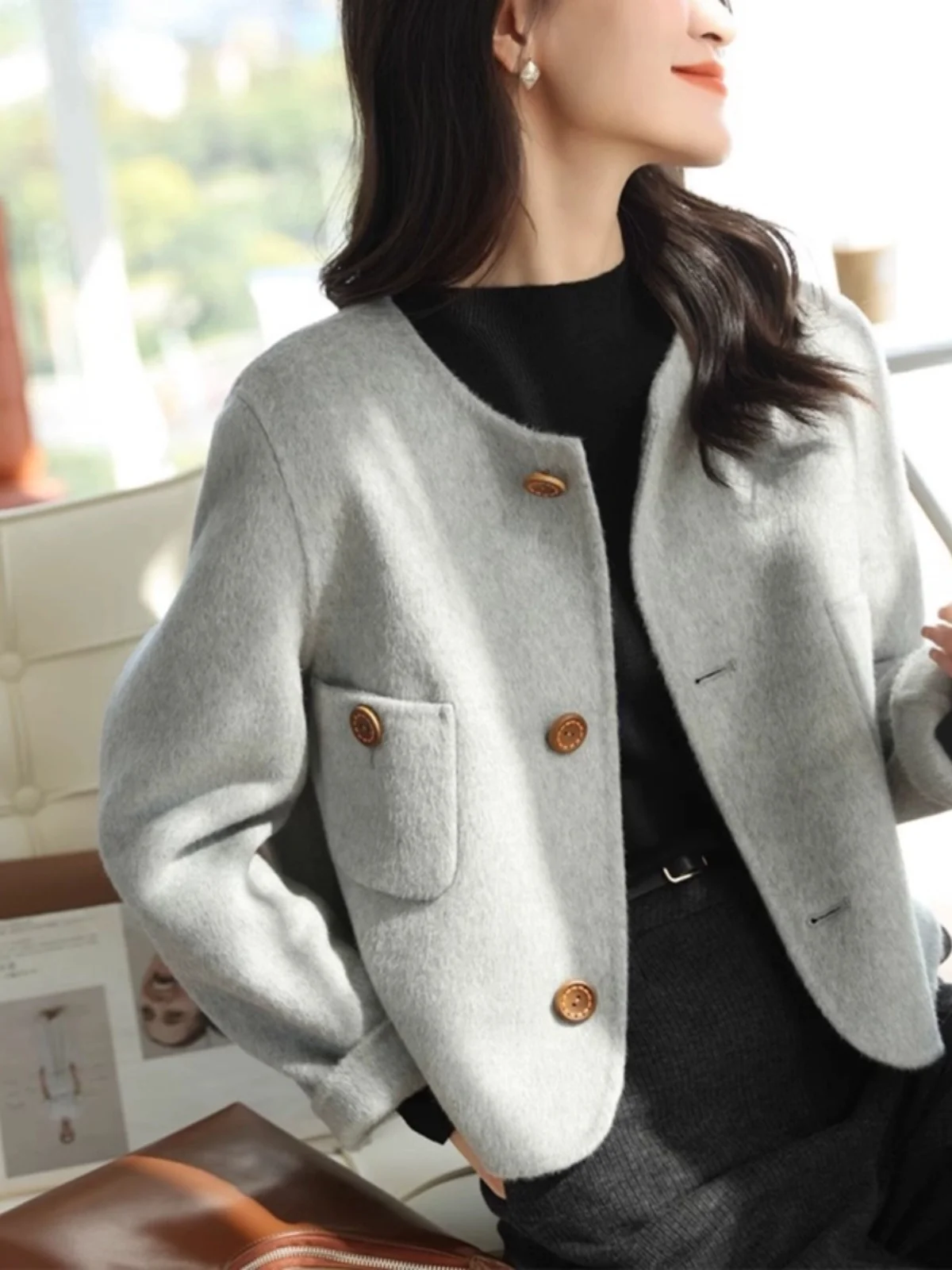 High end Fashionable Western Sle Woolen Outerwear Women Autumn and Winter New Loose Slimming Temperament Small Short Woolen...