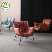 nordic leisure kitchen chair living room balcony single wrought iron fabric backrest chair luxury armchair soft dining chair