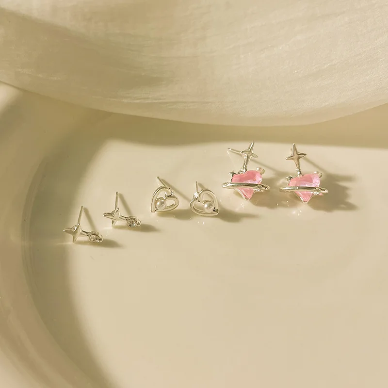 Набор женских серег-гвоздиков KADRUFI в Корейском стиле милые розовые серьги с
