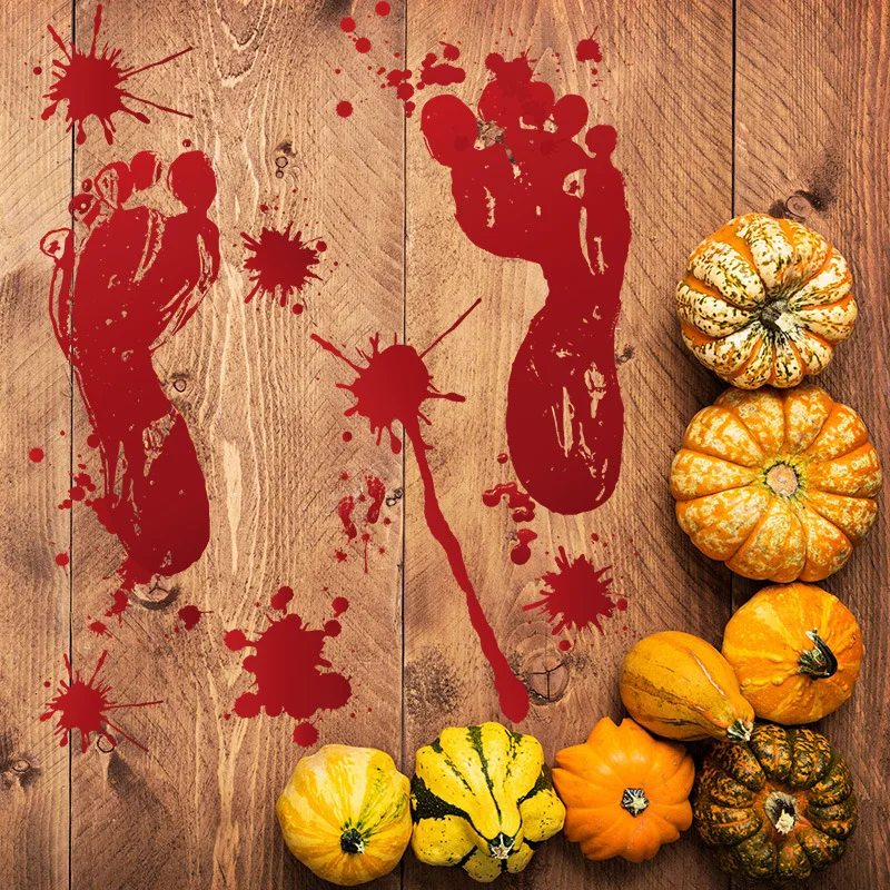 

LuanQI 1PCS 45x30cm Halloween Decor Bloody Handprint stickers Halloween Window Wall Clings Floor Decals Stickers Halloween Props