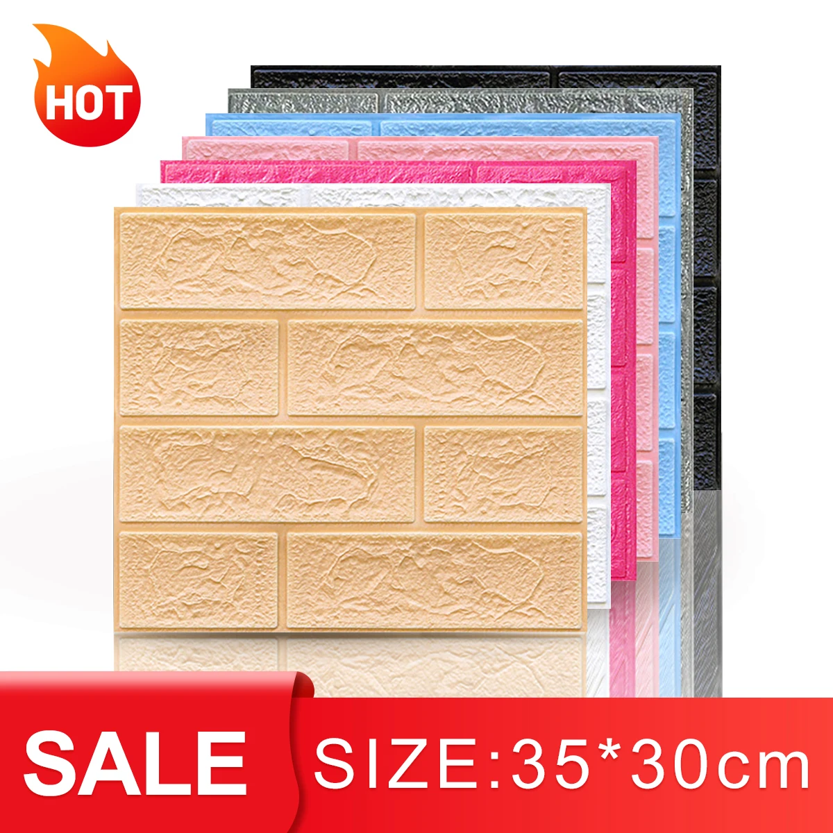 

10PCS 3D Wallpaper Brick Wall Sticker Self-Adhesive Waterproof Moist-Proof Brick Wall Stickers TV Background Home Decoration
