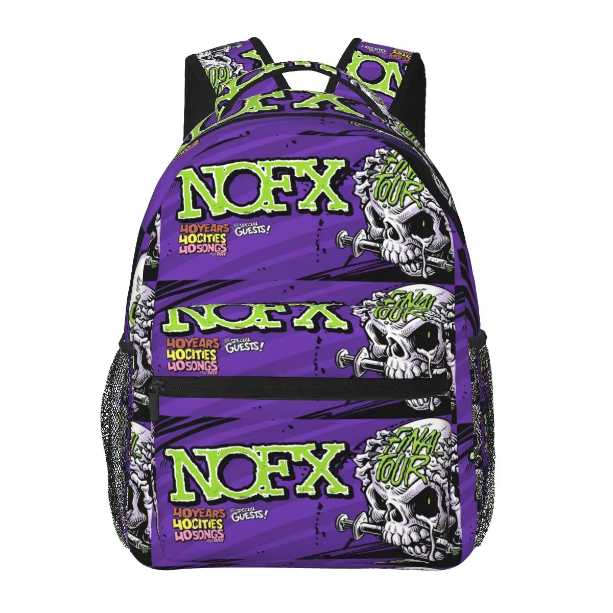 Фото Рюкзак Nofx Band Final Tour с принтом черепа, школьный рюкзак для мальчиков и девочек, детская сумка для книг, сумка для ноутбука, наплечная сумка для мужчин и женщин. №5