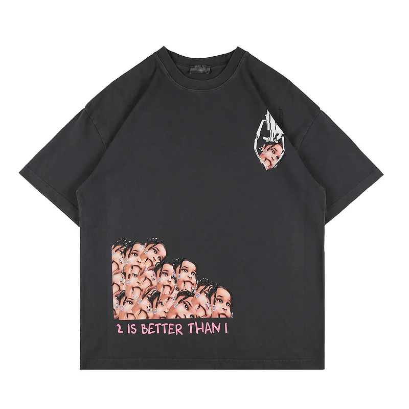 

Travis Scott Stormi 2 Party Tie-dye Digital direct printing T-Shirt Men women Top Tees Retro Washed Do Old streetwear Top Tess