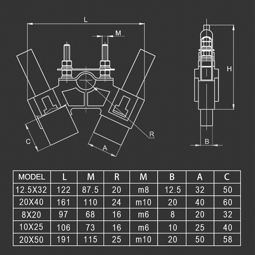 Jumpasit YZR355400 YZR280-315 20x50 20x40 Держатель угольной щетки Замена алюминиевого узеля (art.: 3920cd710c91f) - 3920cd710c91f