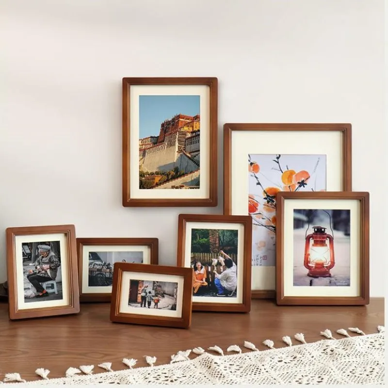 

Solid wood Picture Frame Creative rounded corners 7/8inch A4 Plexiglass Include Poster Photo Frames For Wall Hanging Frame