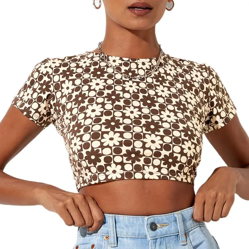 

The New Polka Dot Print Slim Sexy Crop Short T-shirt