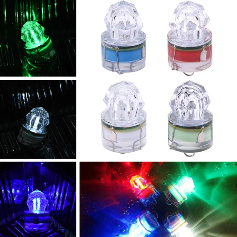 1 шт. Мини рыболовный приманка свет LED глубоководный водонепроницаемый бриллиантовый приманка лампы яркие цветные для привлечения рыбы.