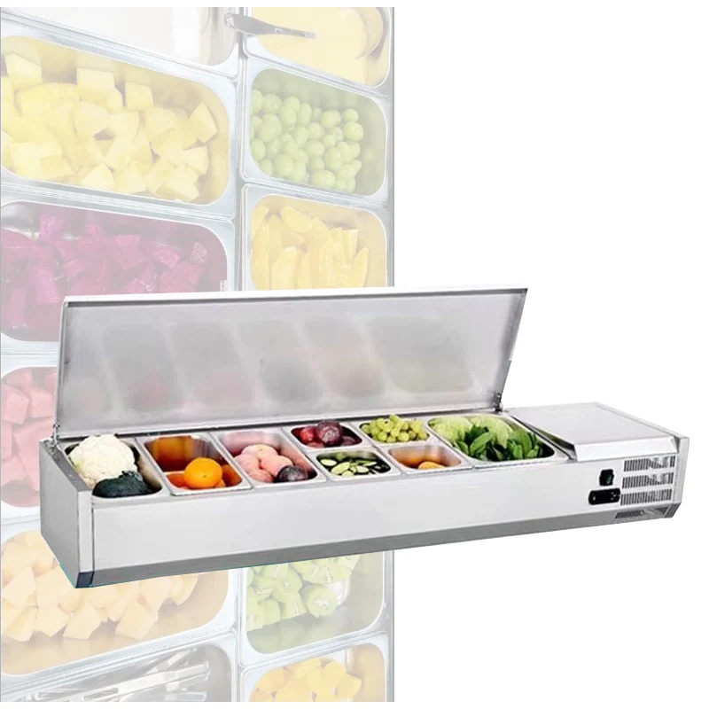 Supermarket Refrigeration Cabinet Salad Bar Display Counter Refrigerator