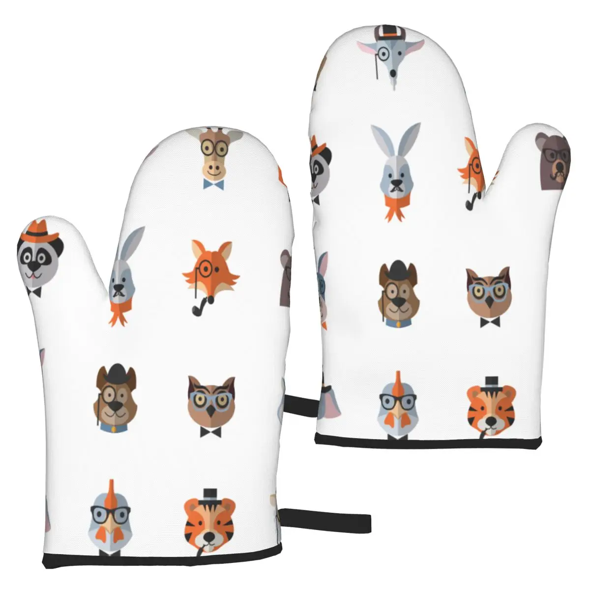 

2 Pieces Oven Gloves Mitts Animal Hipster Set Kitchen Gloves Tray Dish Bowl Holder Baking Insulation Hand Clip