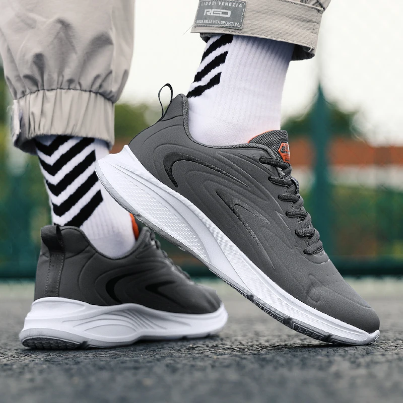 Sneakers Men's Sports Casual Sneakers Leather Shoes Waterproof Outdoor Comfortable Flat Walking Shoe Men Athletic