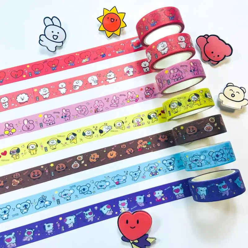 

Bts периферийная Bt21 Washi лента мультфильм Chimmy Cooky Shooky наклейки Милая Рука учетная запись материал для девушек