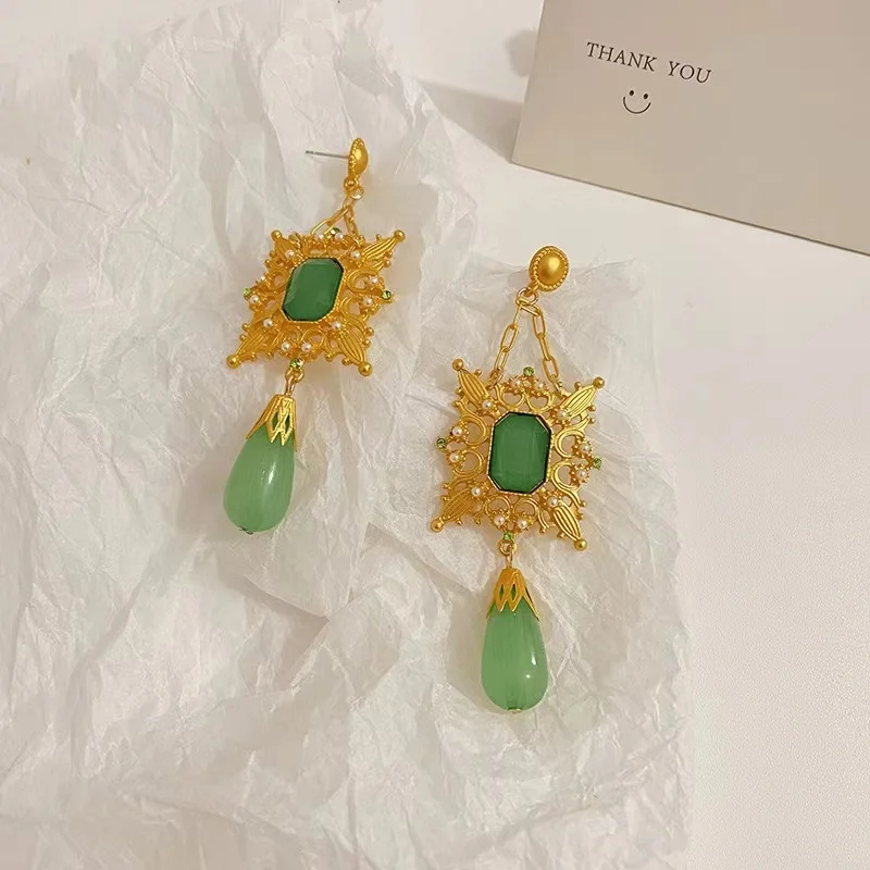 

Новые модные длинные серьги-кисточки из зеленого драгоценного камня с жемчугом для женщин винтажные украшения для вечерние ринки и свадьбы