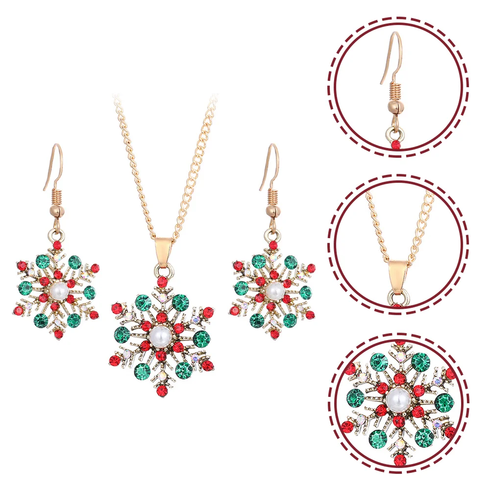 

Christmas Earrings Snowflake Necklace Women Dangle Pendant Earring Jewelrysweater Chain Drop Chokerear